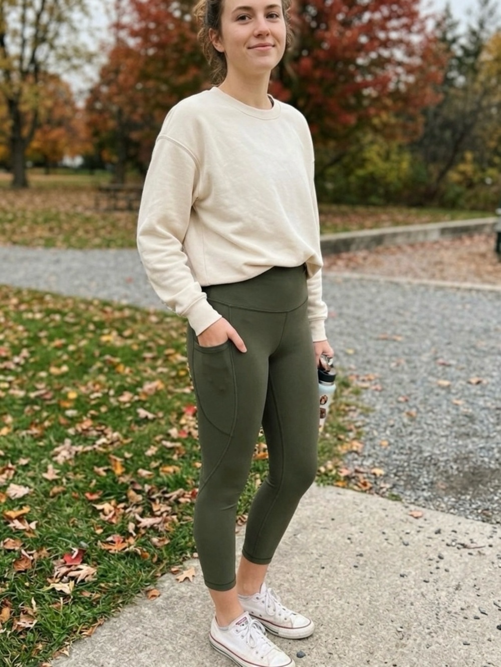 Athleta Olive Green High-Rise Pocket Leggings